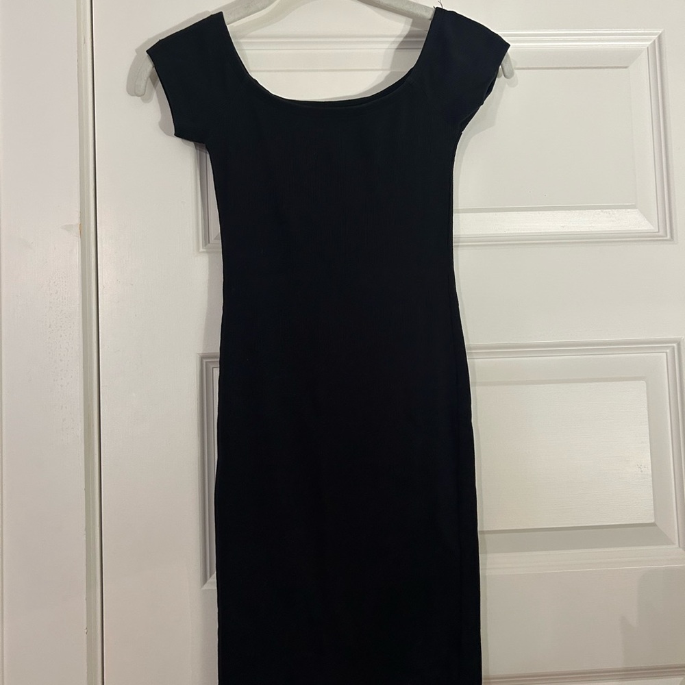 Forever 21 Black Sheath Midi Dress Scoop Neck